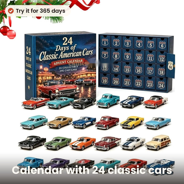 Advent calendar with 24 classic American cars