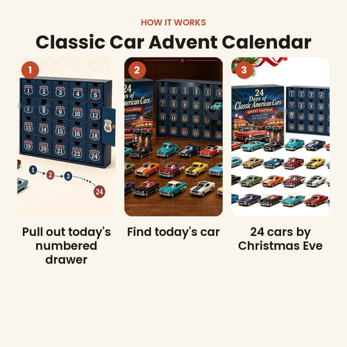 Advent calendar with 24 classic American cars