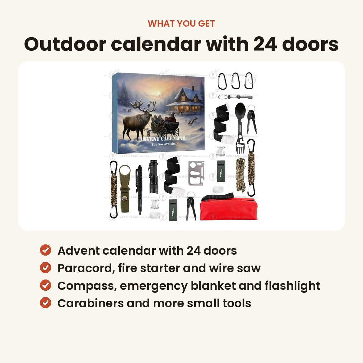 Advent calendar with 24 outdoor tools